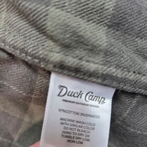 Duck Camp Mens XL Plaid Flannel Shirt Grey Olive Green Long Sleeve Button Down
